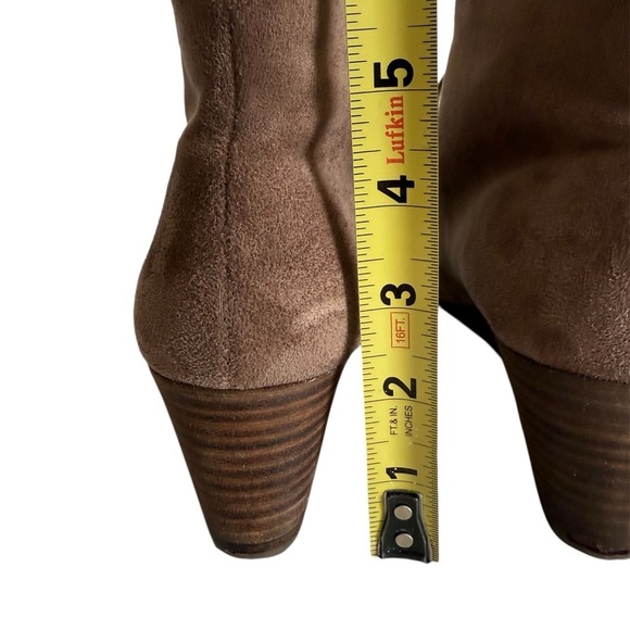 Dr. Scholl’s Dakota Taupe Brown Suede Ankle Booties with Wedge Heel Lace-Up - Picture 4 of 10